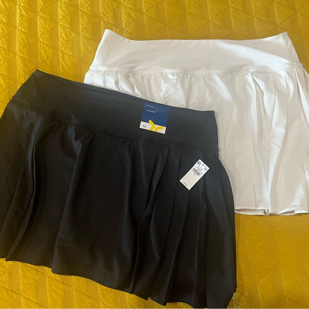 Black and White Pleated Skirts
